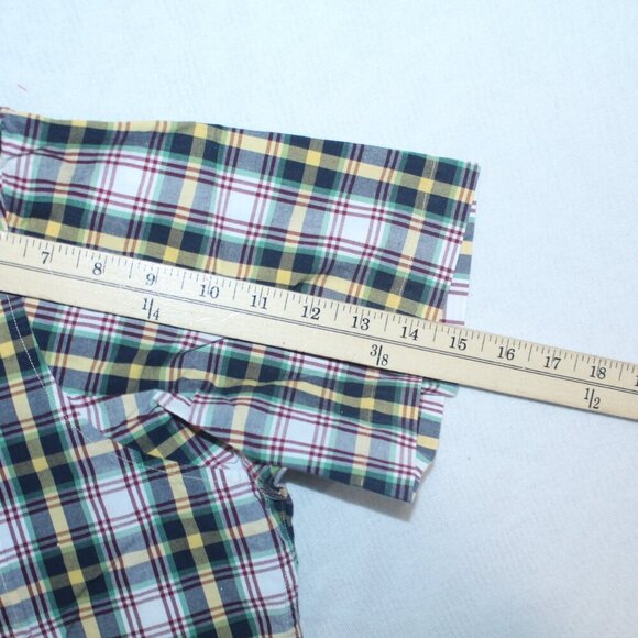 Cremieux Men Red Blue Plaid Button Down Shirt Short Sleeve Casual Size Large - Picture 3 of 7